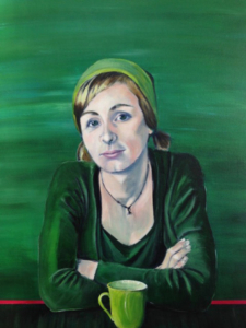 Andrea Temming die grüne Tasse , Acryl auf Leinwand 2018