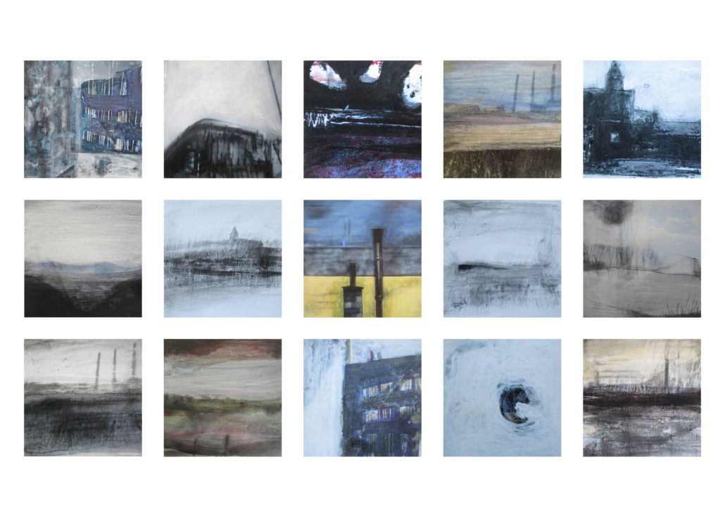 Marlies Blauth - Poesie des Bahnfahrens - Ensemble - verschiedene Materialien auf Fotopapieren - 2025 - ca. 70 cm x 120 cm