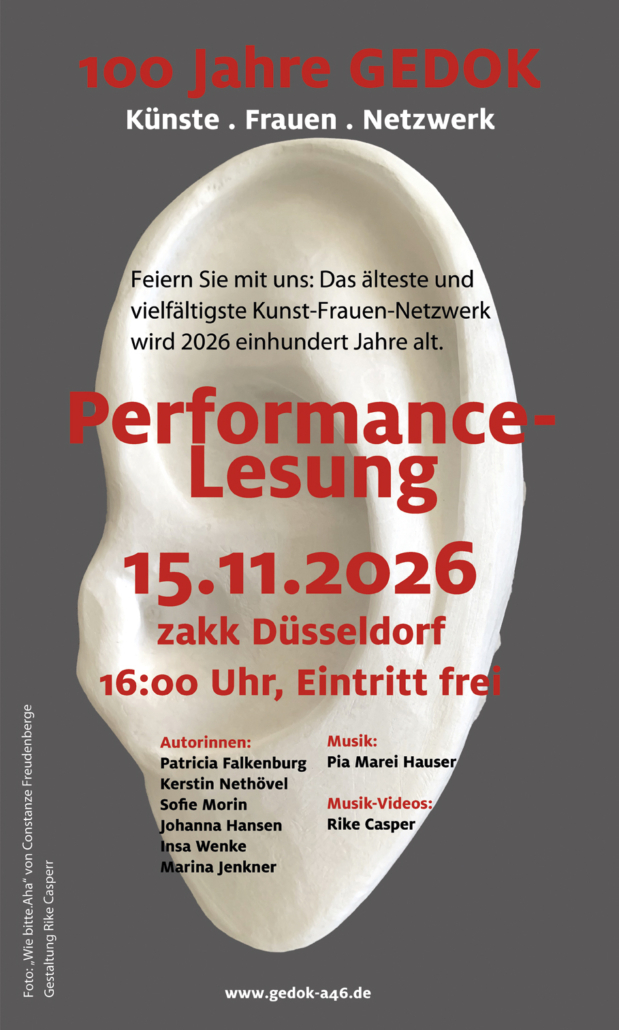 Performance Lesung Gedok ZAKK Titel GEDOK Lesung im ZAKK